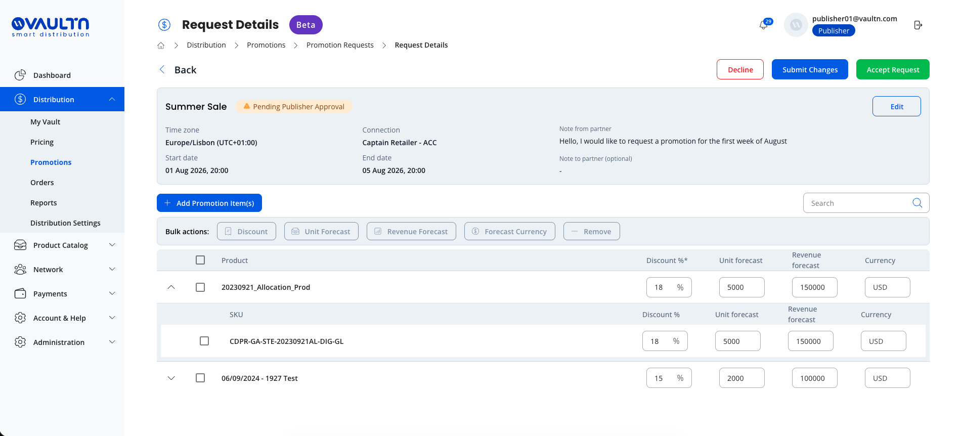 Publisher can accept or submit changes